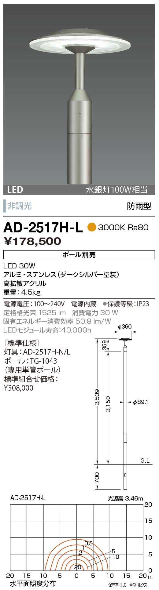 販売実績No.1 照明ポイントAD-2987-N ガーデンライト 山田照明 yamada 照明器具