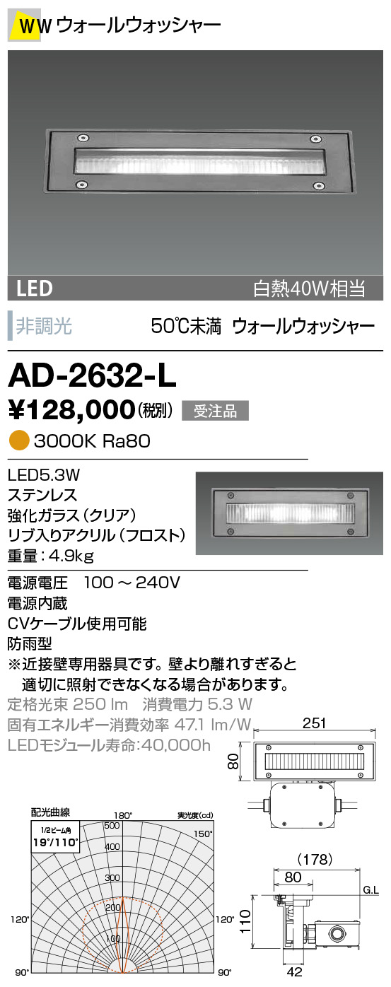 日本全国送料無料 山田照明 YAMADA AD-2954-W バリードライト LED一