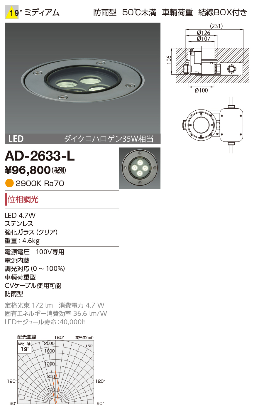 超歓迎された AD-2954-Wエクステリア LED一体型 バリードライト 枠径
