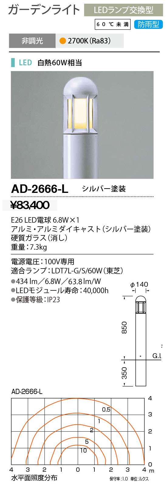 信用 照明器具 激安 AD-2654-L ガーデンライト yamada