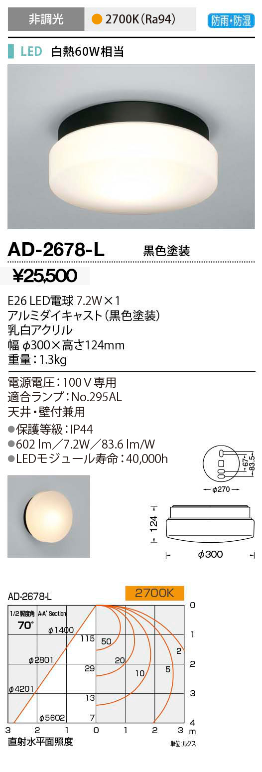 即納】 AD-3168-Lエクステリア LED一体型 スポットライト ミドルフラッド HID100W相当シングルレンズ 防雨 ボルト固定型  PWM調光対応 電球色山田照明 照明器具 建物 庭 植裁 ライトアップ用 屋外照明